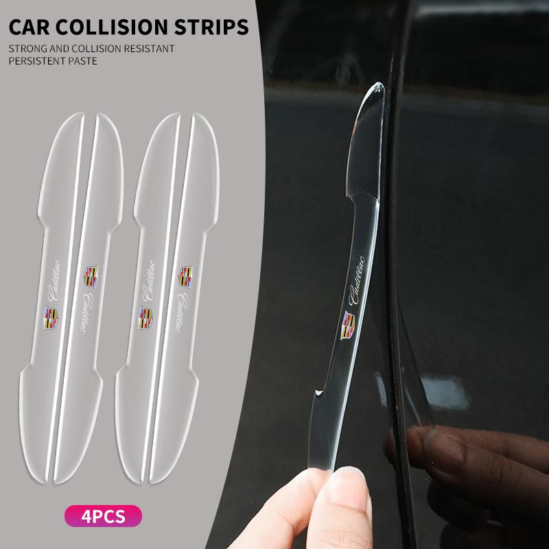 4x Car Door Transparent Anti collision Protector Bar Stickers for Cadillac Logo Escalade CTS ATS SRX XTS XT5 STS CT5 CT6 BLS XLR