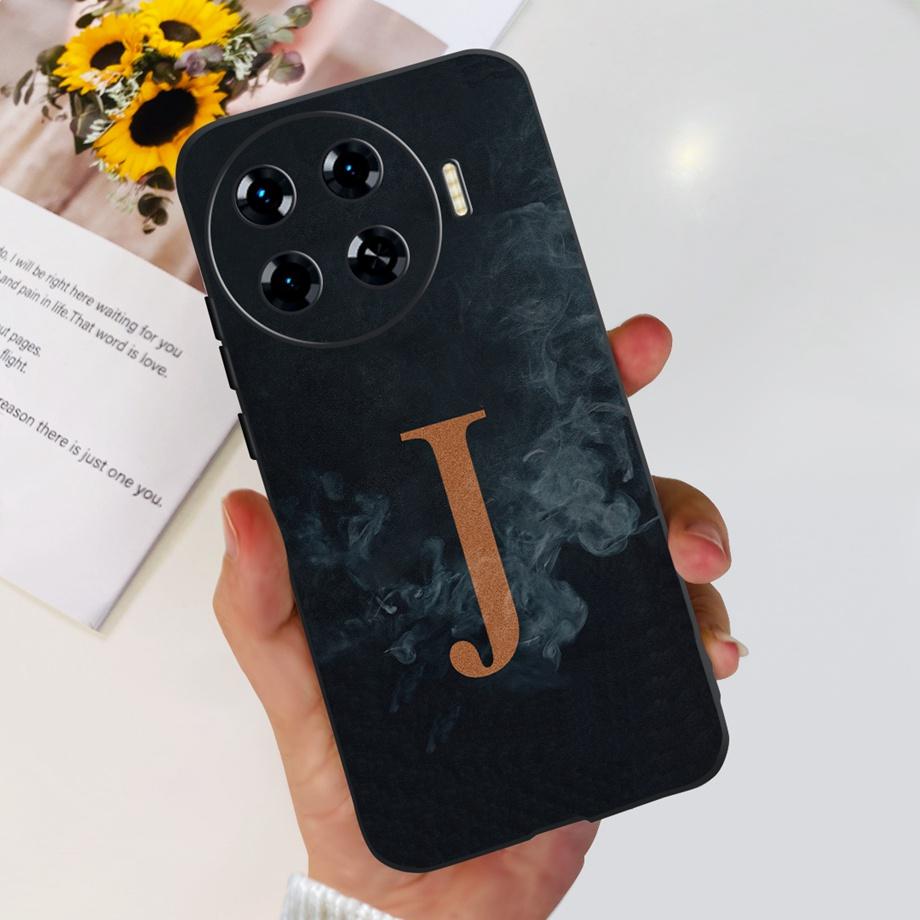 Чехол для Spark 20 Pro+ Мягкий Силиконовый Задний Чехол для Телефона Tecno Spark 20 Pro Plus KJ7 Чехол с Инициалами Буквенный Рисунок Funda Прозрачный