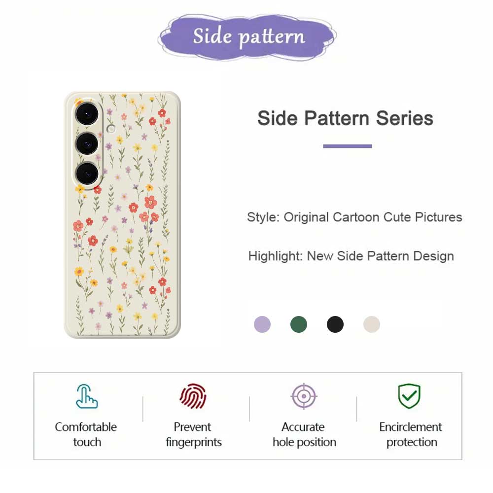 For Samsung Galaxy S24 FE Case Flowers and Grass Pattern Printing Straight Edge TPU Phone Back Cover