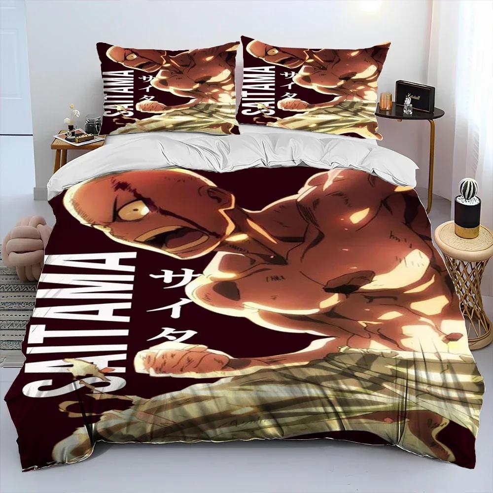 Роскошный Новый 3D Принт One Punch Man, Аниме Мультфильм Одеяло Постельное Белье Комплект, Пододеяльник Постельное Белье Комплект Покрывало Наволочка Постельное Белье Комплект
