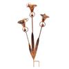 Flamed Copper Triple Calla Lily Garden Stake with Bells Three-Petaled Calla Lily Garden Trellis Decoration Yard Art Decor