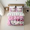 Мультяшный H-Hello K-Kitty Комплект пододеяльника Домашний стиль Постельное белье Мягкий Стирка Хлопок Кровать 3-х предметный комплект Подарок для студенческого общежития