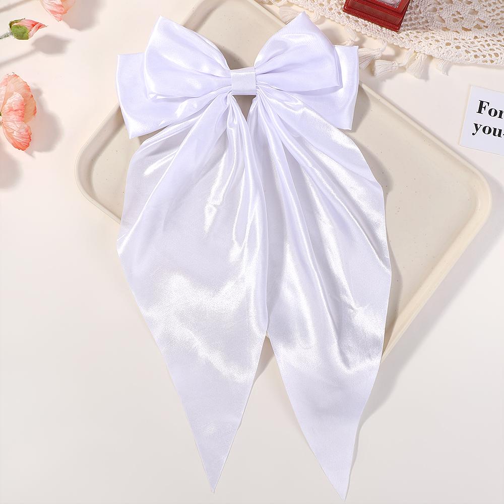 1Pcs 8inch Elegant Bow Ribbon Hair Clip Fashion Solid Bowknot Satin Hairpin Barrettes Girls Ponytail Clip Women Hair Accessories