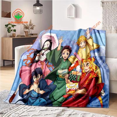 Японское аниме Demon Slayer Cartoon Plush Blanket Lightweight Home Sheet Sofa Cover Portable Travel warm blanket for all Seasons