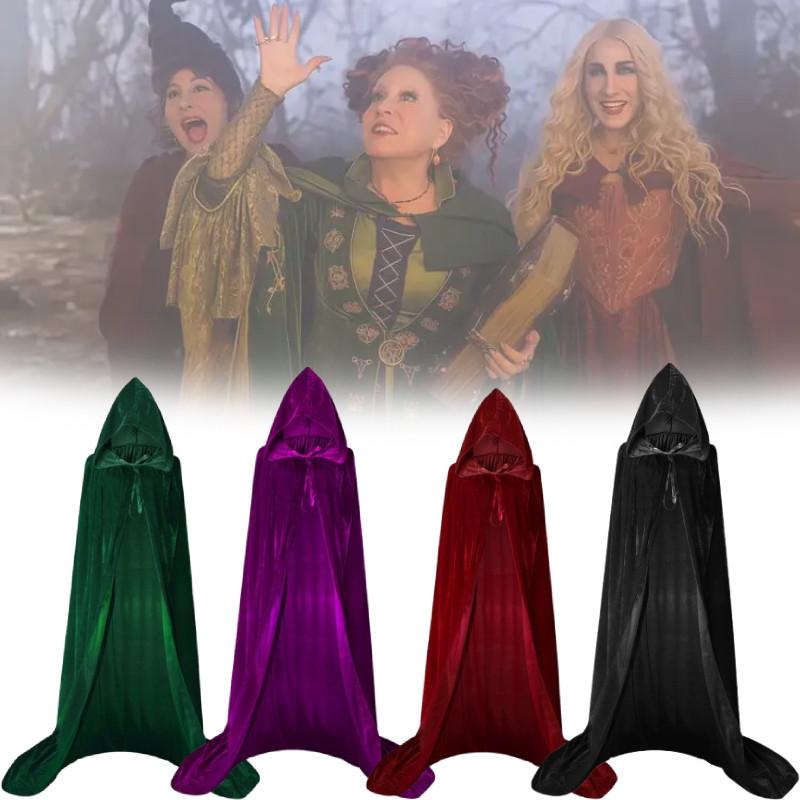 Hood Cosplay Cloak Medieval Long Cape Halloween Party Women Men Adult Long Mage