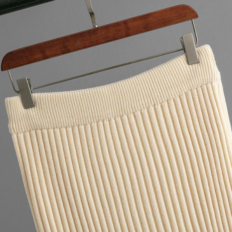 Осень-зима ленивый ветер свободный полувысокий воротник свитер костюм женский однотонный длинный рукав твист трикотажная юбка комплект из двух частей