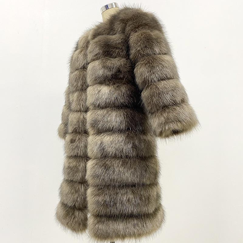 Меховая куртка женская новая осенне-зимняя одежда верхняя одежда темперамент модный искусственный мех сращивание имитация меха лисы теплое пальто