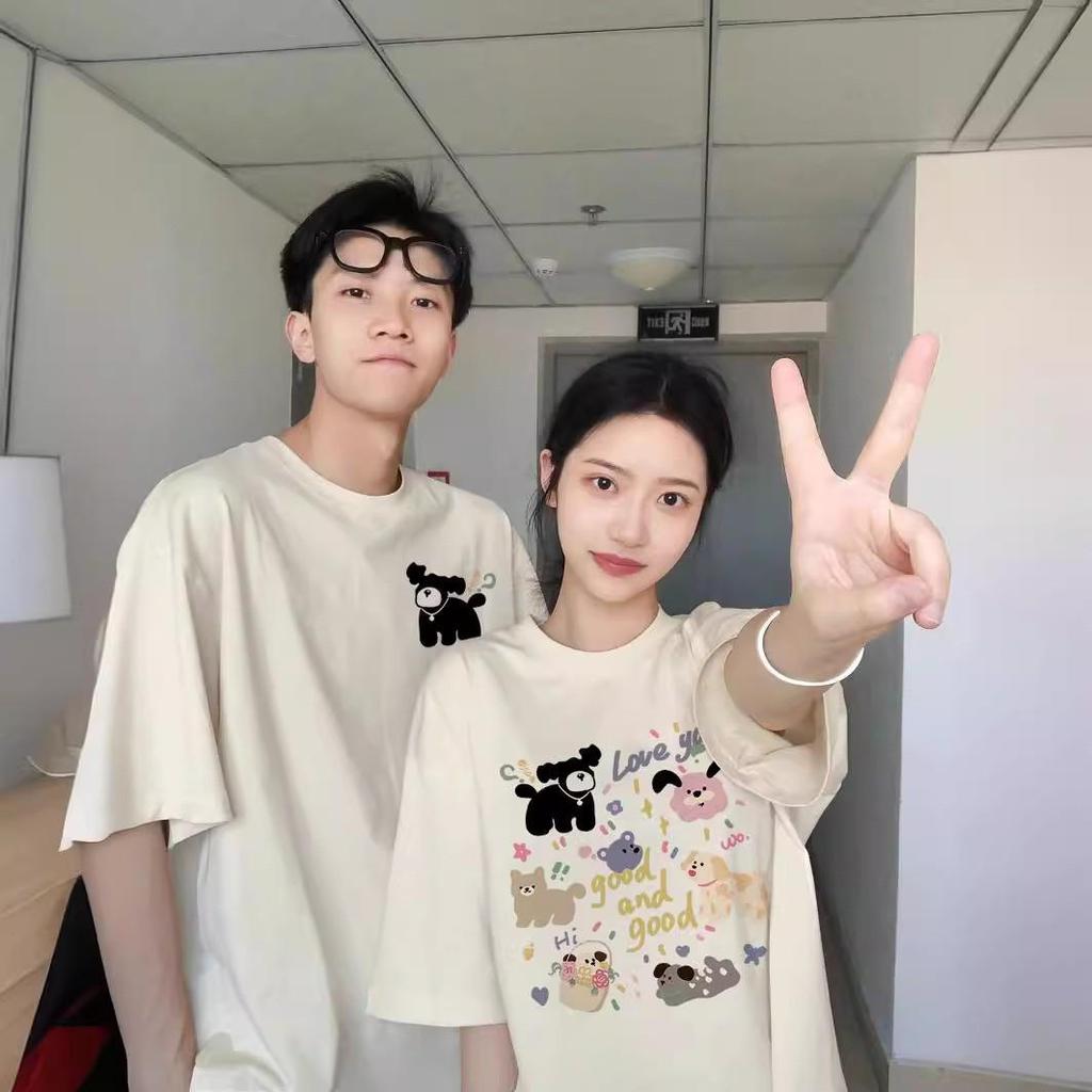 Футболка свободного покроя унисекс из чистого хлопка с короткими рукавами, лето 2025 г. - модная одежда для пар