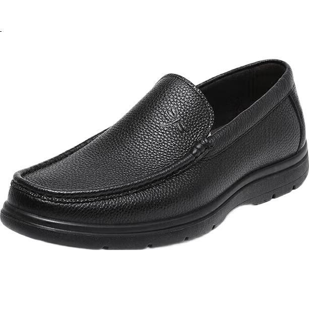 RED DRAGONFLY Genuine Leather Slip-On Casual Loafers Business Leather Shoes for Men Soft Sole Dad Shoes WTA30612 Black Size 39