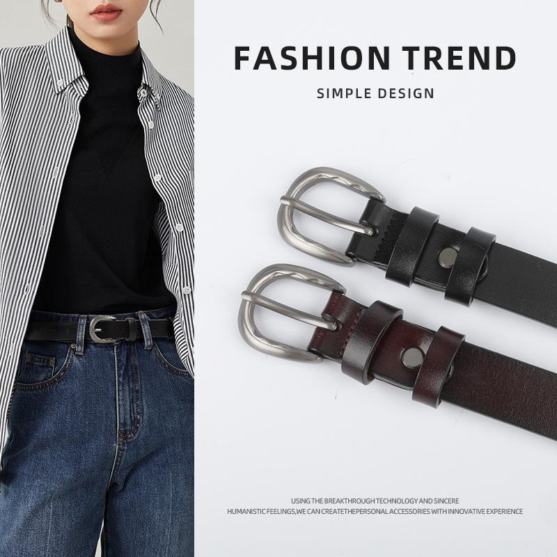 Женский ремень из коровьей кожи для женщин, классический, простой, повседневный, для брюк, джинсов, высококачественный женский ремень