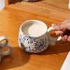 Ceramic Latte Mug Porcelain Coffee Cups with Handle Boho Drinking Cup for Men Women Office Work Daily Use Drinkware Gift