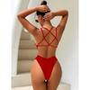 European and American Sexy Hollow Halter Beautiful Back One-piece Swimsuit Sexy Bikini