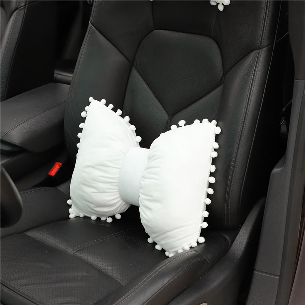 Butterfly Knot Car Neck Pillow And Lumbar Support Cushion Set Plush Bowknot Headrest Pillow Waist Support Charm Colorful C
