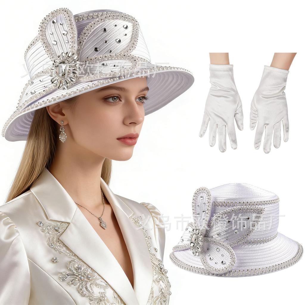 European and American hot diamond versatile diamond racing hat sequined festival performance party carnival rhinestone wedding hat