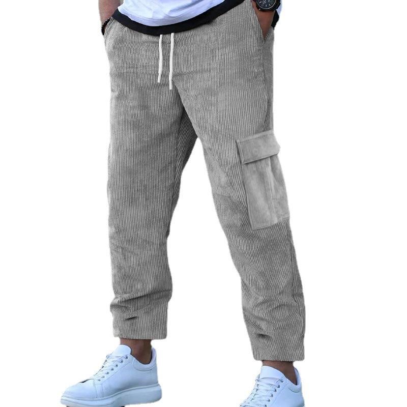 Men S Corduroy Loose Straight Leg Multi Pocket Solid Casual Pants