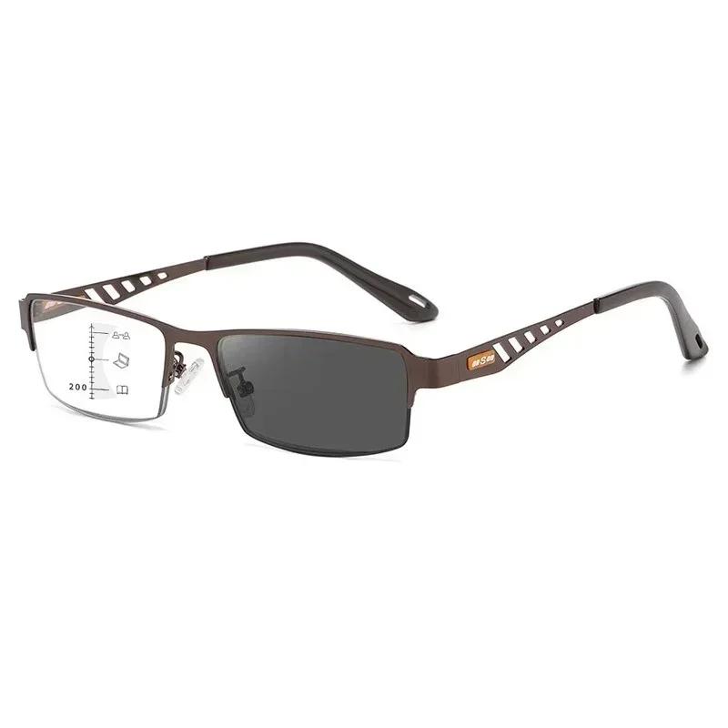 Квадратная оправа, линзы для пресбиопии двойного действия для дали и близи, меняющие цвет на солнце, мультифокальные очки для мужчин