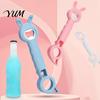 Compact Handheld Can Opener Bunny Shaped Bottle Opener, Multifunctional 4 in 1 Manual Cap Remover, Portable for Camping Comfortable Grip Handle
