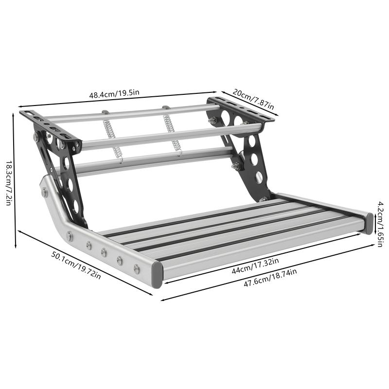 Manual RV Camper Step DX0110, Folding Single-Layer Aluminum Alloy Step with LED Light 150kg Load