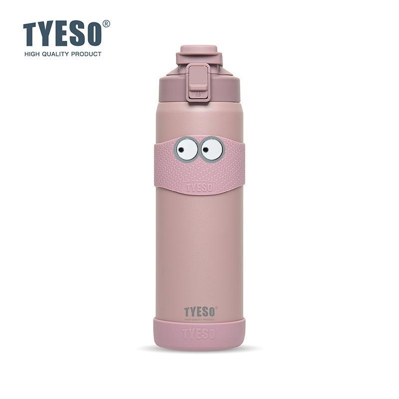 TYESO 900ML Double Wall Insulated Water Bottle Hot 304 Stainless Steel Flask for Fitness Outdoor Daily Use Drink with non-slip pad and Eye Sticker