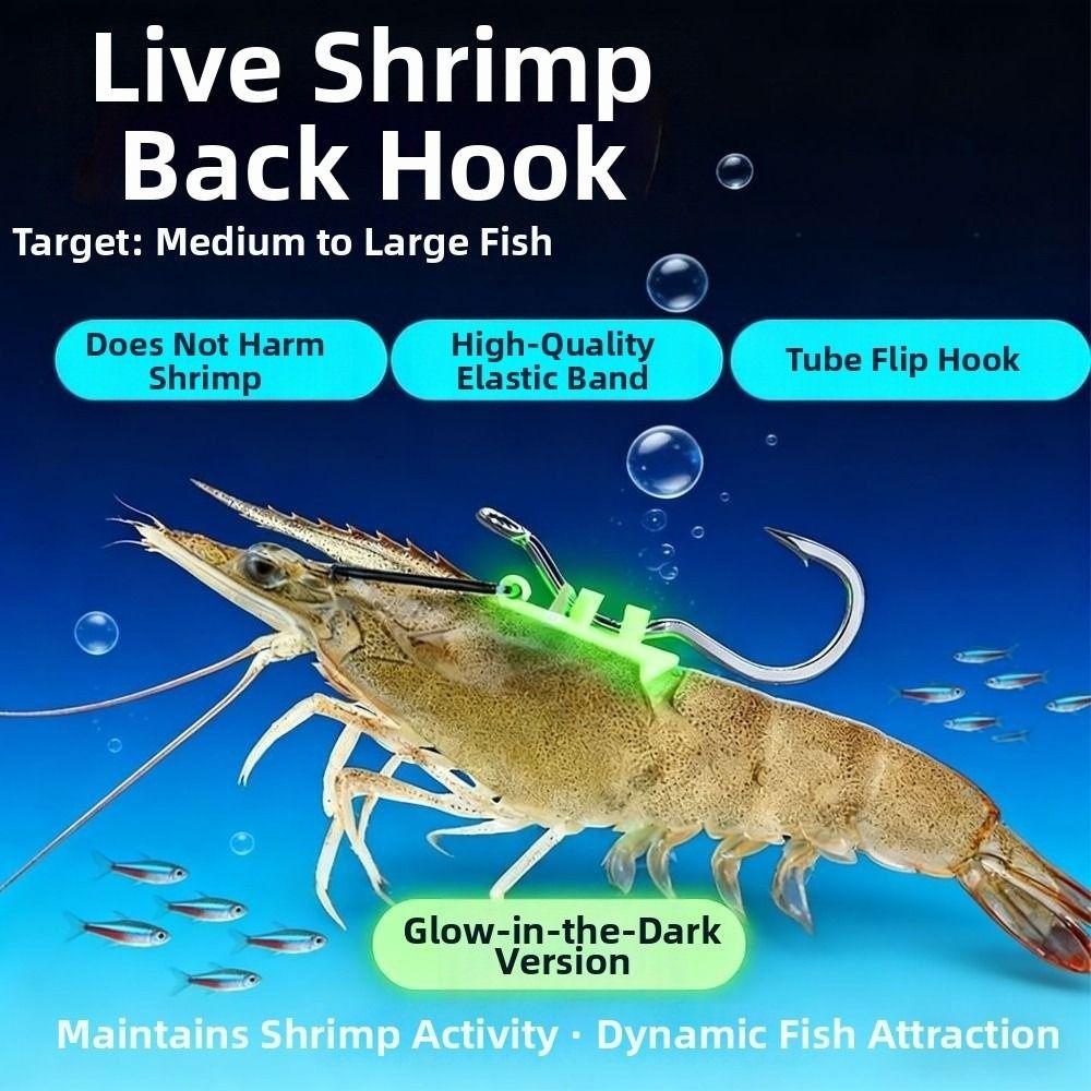5Pcs Sharp Barbed Luminous Live Shrimp Hooks Anti-entanglement Fishing Hooks String Hook for Shrimp