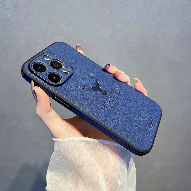 Подходит для чехла для мобильного телефона iPhone 15, кожаный узор, лось 13 Apple 16 Promax, защитный чехол 14, полная защита от падения