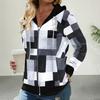 Осенние женские толстовки Модная клетчатая куртка-кардиган на молнии Обычная посадка Длинные рукава Повседневное пальто с капюшоном Весна Осень