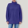 Women's Solid Color High Neck Long Sleeved Knitted Sweater Top Loose Sweater