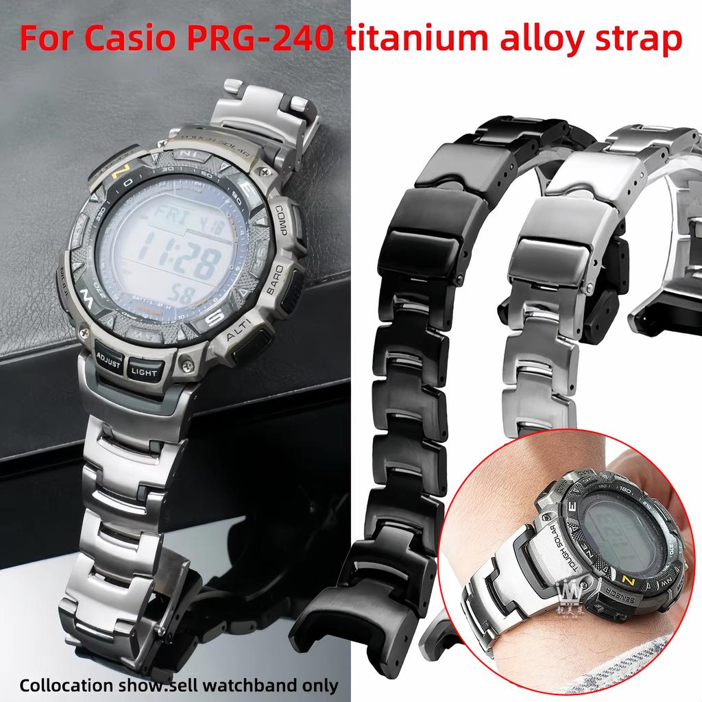 Легкий титановый ремешок Для часов Casio Protrek PRG-240 PRG-130Y PRW-1500 Металлический браслет с вогнутым креплением мужской Силиконовая резиновая лента