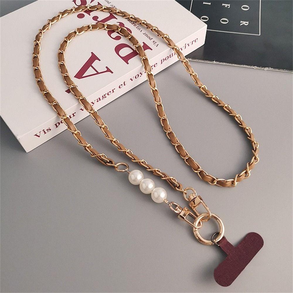 Pearl Mobile Phone Lanyard Pickup Chain Phone Strap Universal Phone Crossbody Chain  Phone Case