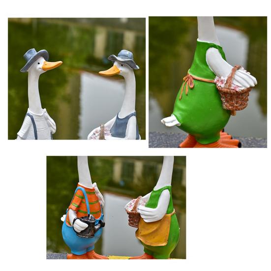 Статуэтка утки из смолы, садовый декор, статуэтка утки, расписанная вручную мультяшная утка в человеческом костюме