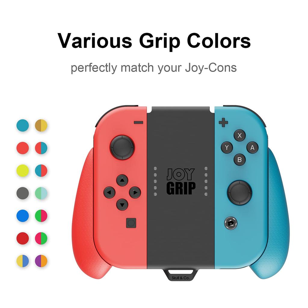 Перезаряжаемый JoyGrip в виде черепа для Nintendo Switch Неоновый красный Неоновый синий и Ко. JoyGrip - +