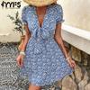 Women's Fashion Summer Spring Floral Print Short Sleeve V-Neck Casual Dresses