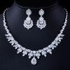 T0140 High-End Earrings Necklace Two-Piece Set, Zircon Necklace Jewelry Dinner Dress Wedding Dress Matching