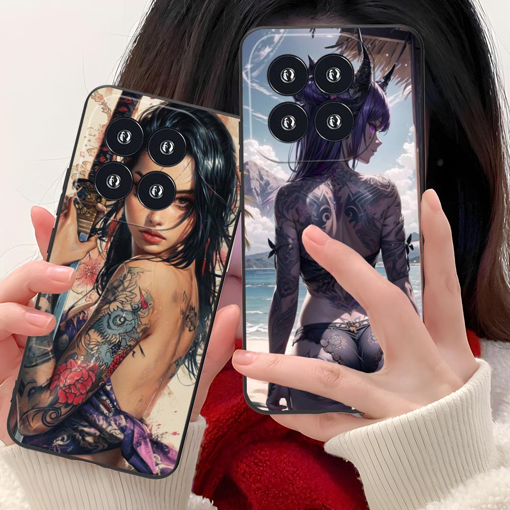 Fashion Tattoo Girl Mobile Phone Case for Xiaomi 15 14 13 12 Mi 11 T Ultra Lite Pro S X 5G Colorful Printing Cover Cover Pretty