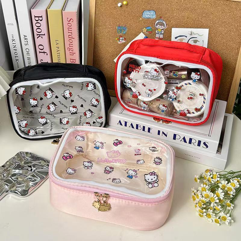 Makeup Bag Cute Kitty Large Capacity Toiletry Handbag Storage Bag Portable Transparent Travel Cosmetic Bag Gift
