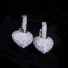 WWJ Elegant Jewelry Tiny Shiny Zircon Heart Double Earrings for Bride