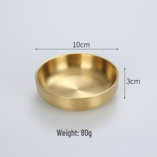 Золотая двухслойная корейская миска - Нержавеющая сталь 304, идеально подходит для риса, супа, кимчи и холодной лапши.