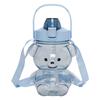 Cute Bear Portable Water Bottle with Straw - Large Capacity Cartoon Design for Kids Students Sports