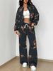 Splicing autumn and winter new European and American women's clothing retro pattern printing suit women