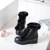 B5/Женские короткие сапоги, зимние длинные плюшевые теплые зимние ботинки, женская обувь оверсайз, высокий покатой каблук, женская обувь