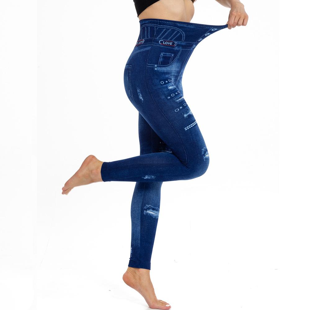 Большие размеры с высокой талией, рваные узкие брюки для женщин, весенние повседневные принты, узкие леггинсы для йоги, спортивные штаны