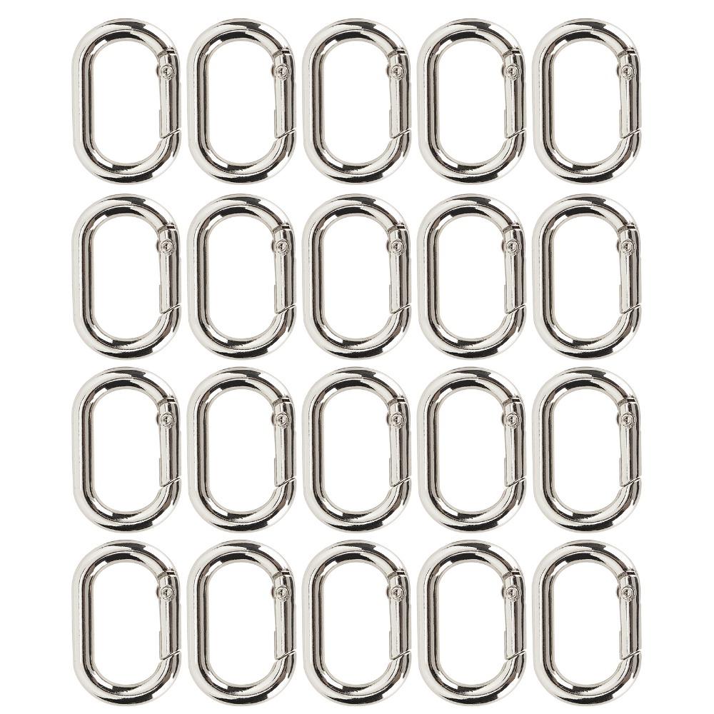 20pcs O-Shape Spring Gate Rings Silver Metal Hardware Accessories Oval Snap Clasps Strap Connection