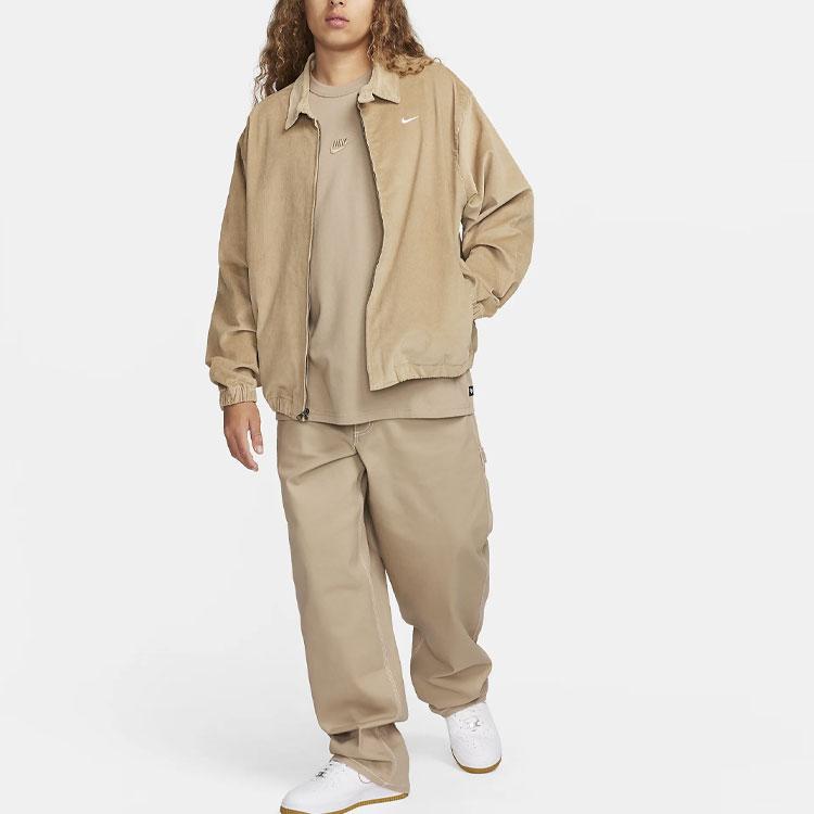 Nike Спортивная футболка Essentials с вышитым логотипом, рубчатая, с коротким рукавом и круглым вырезом, мужская, хаки DO7392-247