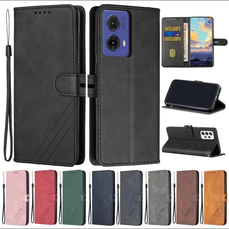 Кожаный флип-чехол для Coque Motorola Moto G84 G85 G75 G55 G35 G15 G05 G54 G34 G24 G14 G04 G13 G53 G73 Магнитный чехол-кошелек