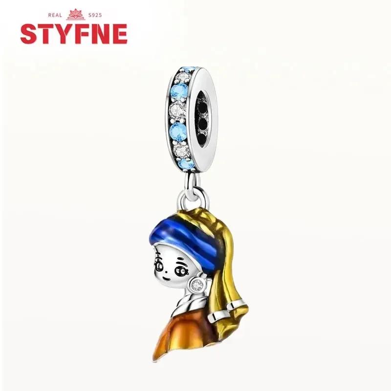 Медьоригинал Звездное небо Подсолнух Зеленое пшеничное поле Масляная живопись Подвески Бусины Для женщин DIY Изящные украшения Подарок