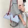 Sweet Bowknot Boston Shoulder Bag PU Leather Women Handbag Chic Design Plaid Underarm Pack  Dating