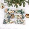 24pcs Christmas Wooden Pendant Christmas Tree Hanging Decor Small Hollow Out Wooden Sign