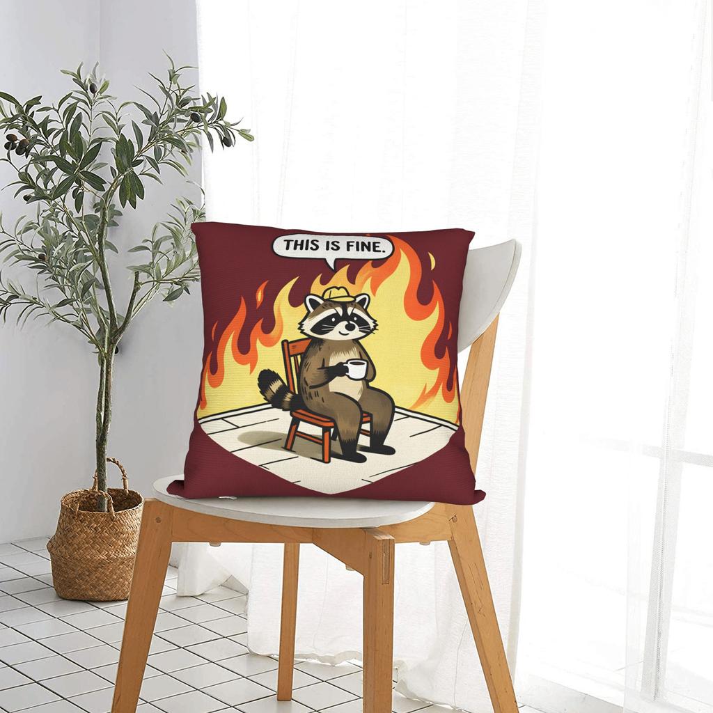 This Is Fine Dog Pillowcases Novelty Pillow Case For Living Room Bed Chair Print Pillow Cover