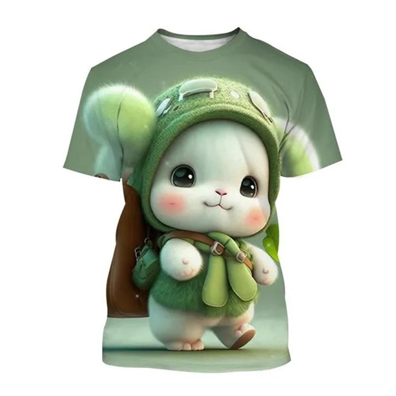 Летние милые мультяшные кролики 3D принт футболки женская уличная одежда повседневная мода Y2k футболка с коротким рукавом футболки с круглым вырезом топы одежда