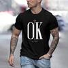 2024 Men's Street Ok Letter Print T-shirt Summer Men's Casual Short Sleeve Tops Oversized Hipster T Shirts Clothing New Menswear